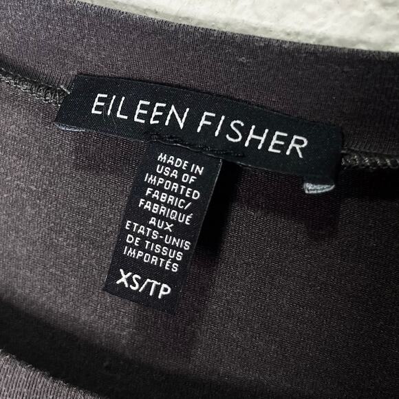 Eileen Fisher Fine Jersey Crew Neck Dress Boxy Long Sleeve Knee Length XS - Picture 8 of 9